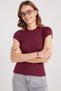 Women's Slim Fit Narrow Cut Crew Neck Viscose Fabric Ultra Soft Burgundy T-Shirt Blouse