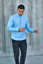 Blue Judge Collar Half Pat Lycra Linen Texture Cotton Slim Fit Men's Shirt - 2