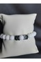 White Glass Beads and Onyx Stone Bracelet Unisex