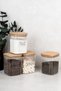 4-Piece Tea Sugar Coffee Salt Storage Container 900 ml Wooden Vacuum Lid Jar with Label Gift Mica - 3