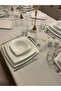 Gray Embroidery Detailed Worry-Free Tablecloth Off-White - 2