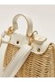 Lcw Accessories White Color Block Women's Straw Crossbody Bag - 7