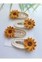 Sunflower Buckle Handmade 4-Piece Snap Buckle Knitted Organic Hair Accessory