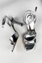 Women's 3-Stripes Silver Piping Tie-Up Evening Dress Heeled Shoes - 2