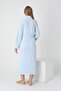 Striped Long Maternity and Postpartum One-Piece Robe with Collar Detail - 4
