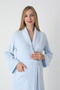 Striped Long Maternity and Postpartum One-Piece Robe with Collar Detail - 3