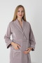 Striped Long Maternity and Postpartum One-Piece Robe with Collar Detail - 4