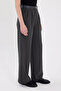 Anthracite Double Pleat Detail Belted Women's Trousers 5009 - 3