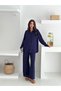 Wide Leg Strawberry Fabric Shirt Suit with Elastic Waist - 2