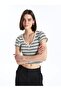 Xside Black V Neck Striped Short Sleeve Women Crop