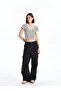 Xside Black V Neck Striped Short Sleeve Women Crop - 3