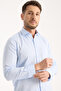 Men's Blue Shirt Long Sleeve Striped Cotton Striped Single Pocket Shirt - 4