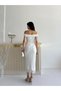 Ecru Lace Dress with Knot Detail and Lining - 6