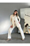 Women's Buttoned Cardigan and Trouser Set - Ecru - 5