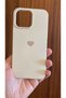 iPhone 14 Pro Max Heart Printed Inner Velvet Silicone Phone Case Cover (Cream) - 5