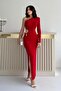 Red One-Shoulder Dress with Window Detail