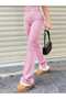 Pink Color Waist Fold Elastic Flare Spanish Leggings, Leggings with Waist Fold - 4