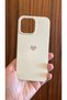 iPhone 15 Pro Max Heart Printed Velvet Premium Silicone Phone Case (Cream Case) - 2