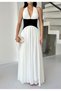 White Neck Tie Corset Detailed Flared Dress - 5