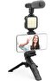 Vlogging 'Like Me' LED Video Light + Microphone + Mobile Phone Holder + Hand Grip/Mini Tripod Compat