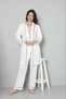 Women's 3-Piece Pajama Set with Short Sleeves, Cotton Buttons and Piping