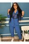 Set, Geometric Print, Zipper Jacket with Pockets, Capuche, Pants, Crepe, Casual - 3