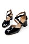 Casual Women's Classic Heeled Ankle Strap Thick Heeled Oval Toe Cross Strap Evening Dress Shoes 1 - 5