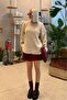Beige Crew Neck Women's Boucle Sweater Mg2480 - 4