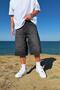 Washable Striped Black Denim Shorts Black