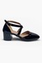 Casual Women's Classic Heeled Ankle Strap Thick Heeled Oval Toe Cross Strap Evening Dress Shoes 1 - 6