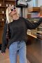 Anthracite Crew Neck Women's Boucle Sweater Mg2480 - 7
