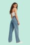 Women's Blue Wide Leg High Waist Palazzo Jeans - 2