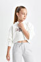 Girls Oversize Wide Fit Crop Hooded Printed Sweatshirt D0314A824Au - 4