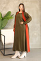 Round Neckline, Long Sleeve, Bow Patterned Midi Length Cardigan Look One-Piece Knitwear Dress - 5
