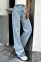 Women's Blue High Waist Denim Pants - 2