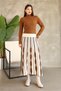 Half Fisherman's Collar Long Sleeve Elastic Waist Drop Pattern Pleated Midi Ankle Length Knitwear Dress - 7