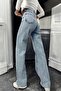 Light Blue Relaxed Fit Women's Palazzo Jeans - 2