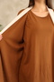 Round Neckline, Long Sleeve, Bow Patterned Midi Length Cardigan Look One-Piece Knitwear Dress - 4
