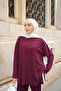 Women's Slit Garni Detail Set Burgundy - 2