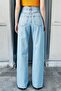 Blue Washed Wide Leg Jeans - 2
