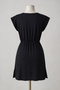 Women's Black Side Slit Buckle V Neck Mini Beach Dress - 6