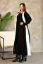 Round Neckline, Long Sleeve, Bow Patterned Midi Length Cardigan Look One-Piece Knitwear Dress - 5