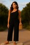 Night Women's Black One-Shoulder Stylish Blouse & Wide-Leg Pants Two-Piece Set - 3