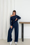 Women's Anthracite Modal Fabric Off-Shoulder Top and Bottom Set - 2