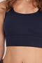 Women's Slim Fit Narrow Strap Square Neck Navy Blue Crop - 3