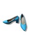 Women's Blue Genuine Leather Thick Heeled Stiletto - 8