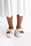 Catty Ecru Cat Figured Plush Furry Comfortable Sole Women's Dowry Bundle House Slippers - 3
