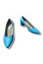 Women's Blue Genuine Leather Thick Heeled Stiletto - 2