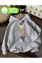 Heart Print Fleece-Lined Hooded Sweatshirt