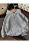 Back Bear Print Detailed Hooded Sweatshirt with Fleece Inside - 2